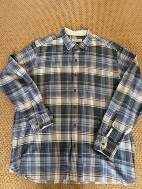 Tommy Bahama Blue and White Plaid Button-Down Shirt